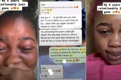 "Femi you promised me forever" - Lady leaks chats as her relationship of 5 years crashes (Video)