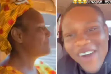 "I no believe am" - Nigerian man in shock as mum who hasn't driven for 11 years takes over his car (Video)