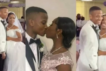 Mixed reactions as video of 21-year-old couple at their wedding trends (Watch)