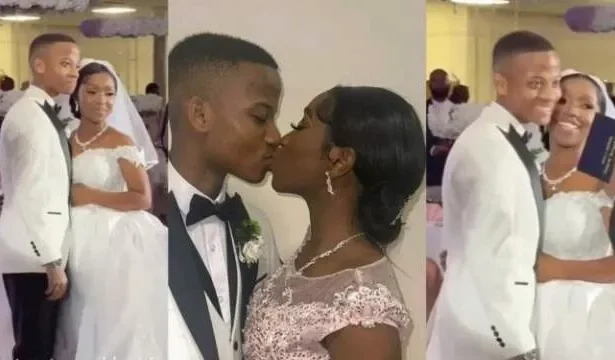 Mixed reactions as video of 21-year-old couple at their wedding trends (Watch)