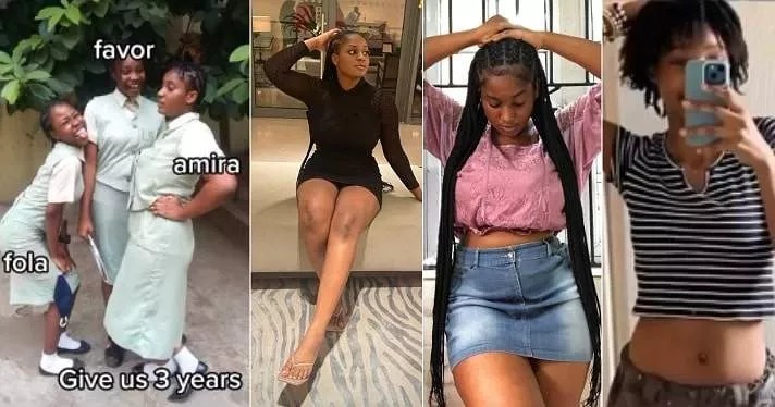 Childhood friends stun Nigerians as they show off their transformation after 3 years (Video)