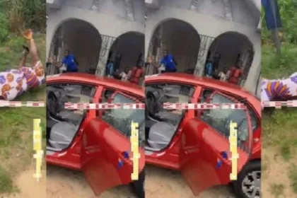 Nigerian woman rolls on the ground as son gifts her a brand-new car (video)