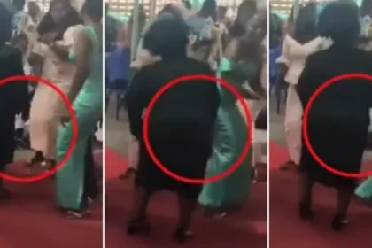 Moment pastor's wife spanked lady for dancing 'inappropriately' at wedding (Video)