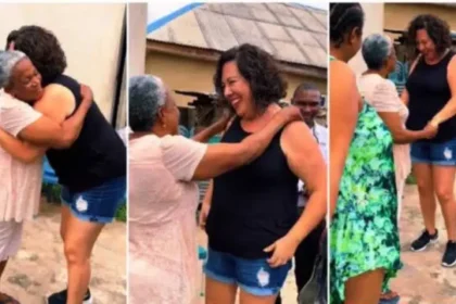 Nigerian woman overwhelmed with joy as son brings home his Oyinbo girlfriend (Video)