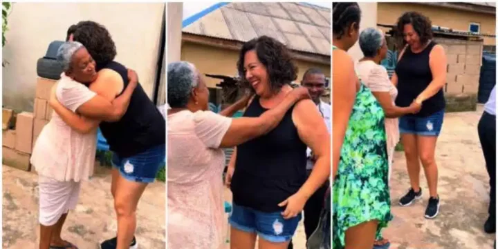 Nigerian woman overwhelmed with joy as son brings home his Oyinbo girlfriend (Video)