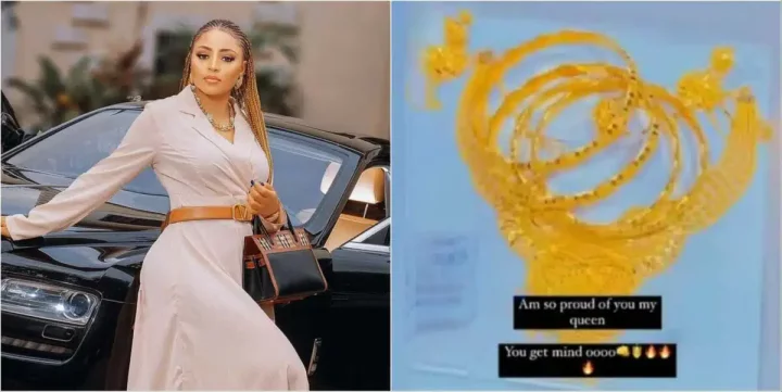 Regina Daniels shows off new N10 million gold jewelry (Video)