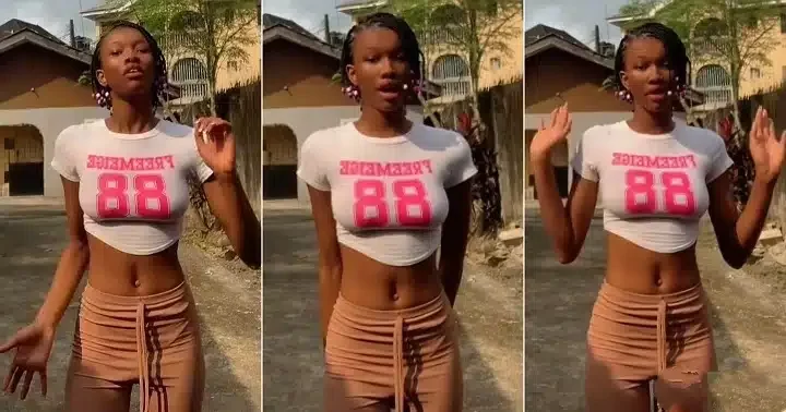 "I don't have a baby bump" - Lady who's 5 months pregnant shows off very flat tummy (Video)