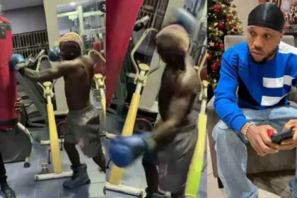 "Charles go dey shake now" - Reactions as Portable goes berserk on a boxing bag as he trains against his match with Charles Okocha