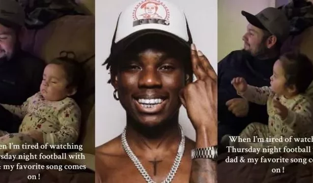 "That's hilarious" - Sleeping little girl wakes up instantly and dances as Rema's song, 'Calm Down' plays