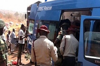 FRSC rescue team at a road accident scene