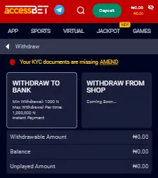 withdraw money from accessbet