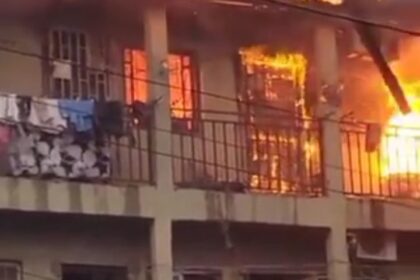 Fire guts storey building in Lagos