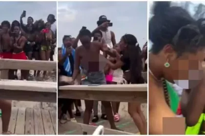 Drama as Bikini-clad ladies fight dirty, expose themselves during spring break outing