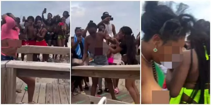 Drama as Bikini-clad ladies fight dirty, expose themselves during spring break outing