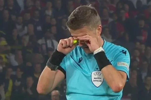 Champions League referee bursts into tears after blowing final whistle of PSG vs Dortmund