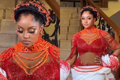 Chioma is a vision to behold as she makes her entrance into her wedding reception venue (photos/video)