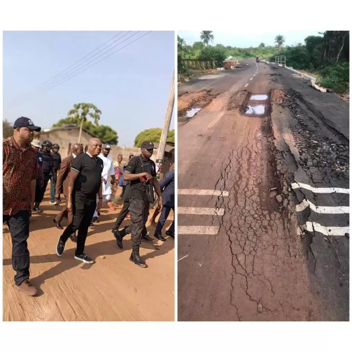 Road attracted by Senator Orji Uzor Kalu gets washed off by rain few months after it was commissioned