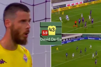 David de Gea concedes two goals in 12 minutes on his Fiorentina debut against Hungarian side Puskas Akademia