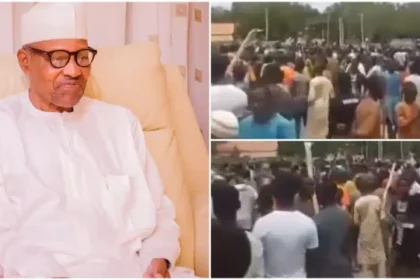 Nationwide Protest: Moment protesters storm former president Buhari's residence in Daura