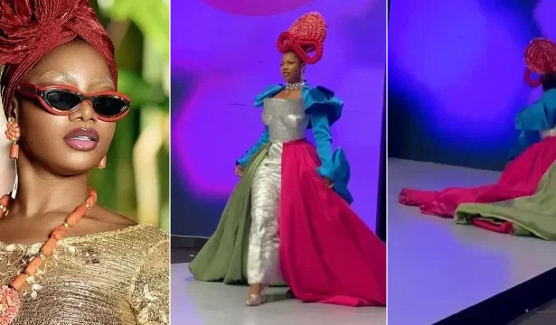 Moment Tacha falls on runway at the Lagos Fashion Week