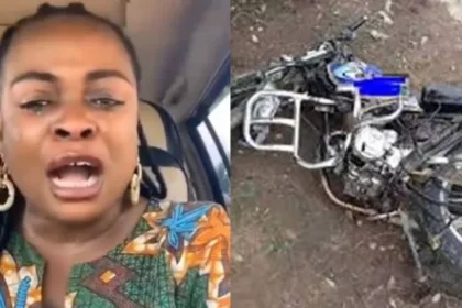 Woman weeps as baby loses both legs in tragic motorcycle accident