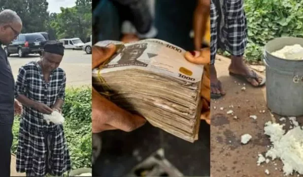 Peter Obi helps elderly woman whose goods fell while boarding bus, pays for her damaged goods