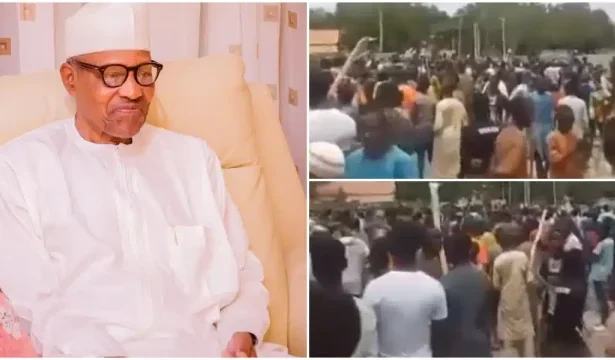 Nationwide Protest: Moment protesters storm former president Buhari's residence in Daura