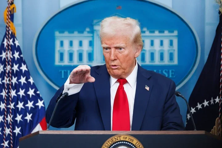 Trump speaking at a White House press briefing on January 30.